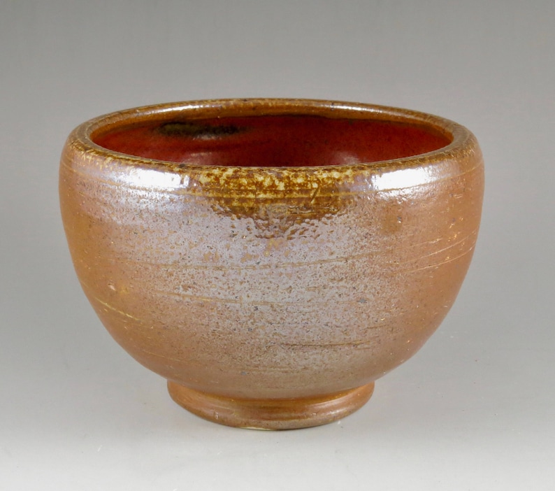 Unique Gift Brown and Red Stoneware Soda Fired Bowl Serving Bowl Birthday Gift 111731