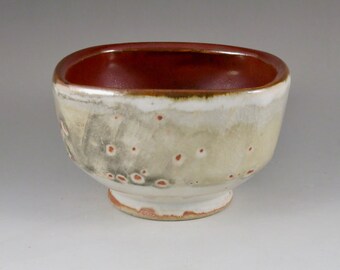 White and Red Gas Fired Stoneware Bowl, Serving Bowl, Unique Gift, Wedding Gift, Birthday Gift 102208