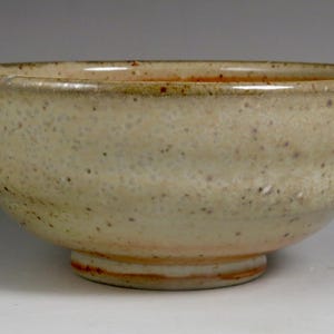 Gold & White Stoneware Bowl: Gas Fired Ceramic Dessert Bowl