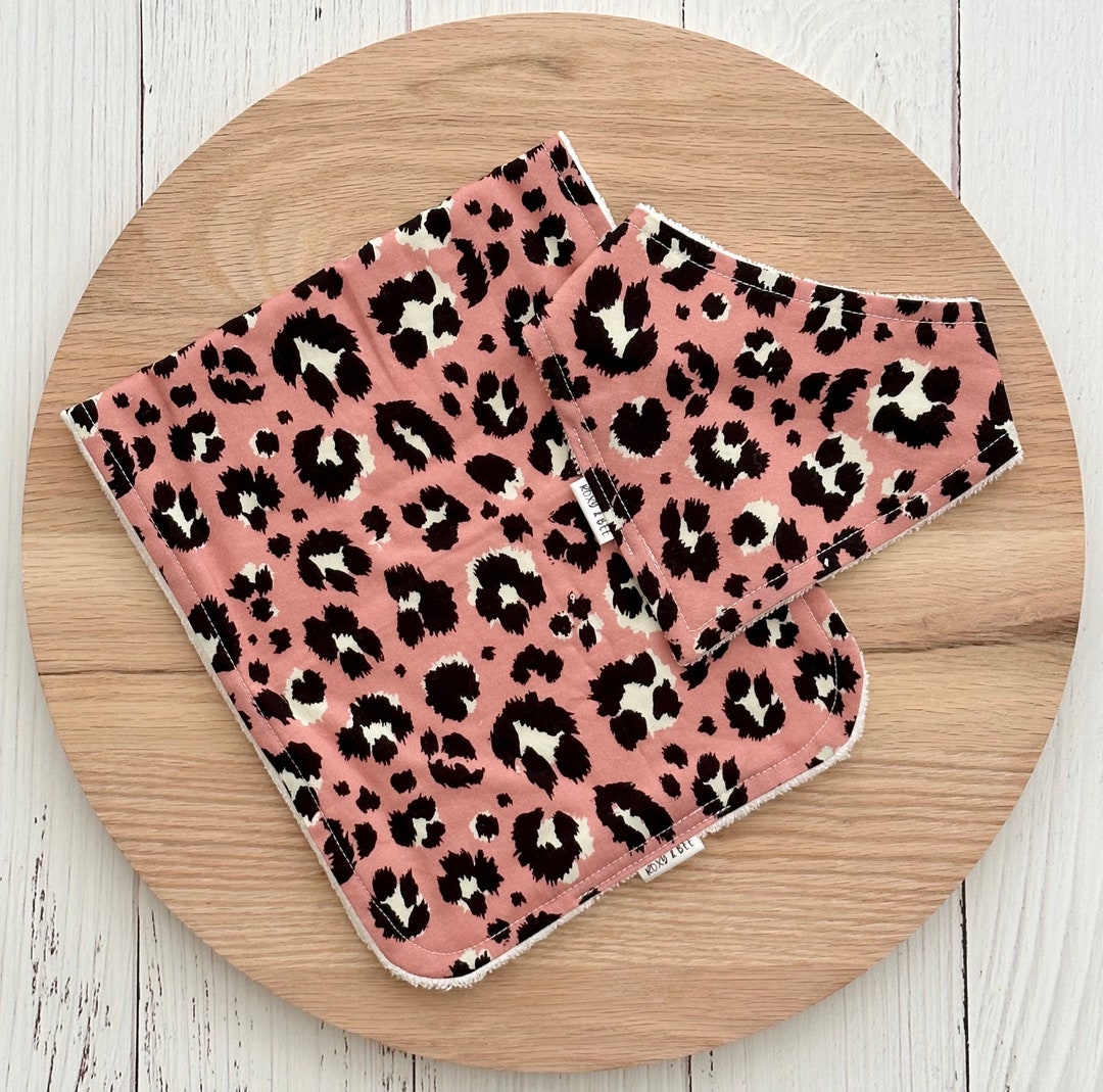 Baby Girl Bandana Bib and Burp Cloth in Pink Leopard Etsy Australia