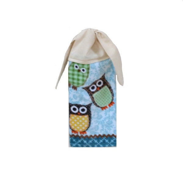 Owl Hand Towel, Kitchen Hand Towel, Stove Towel, Owl Decor, Linens, Tea Towel, Gift For Her, Towel With Ties, Housewarming, Wisconsin Made