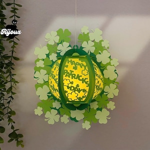 Lanterne de la Saint-Patrick SVG pour Cricut, décoration de Pâques à faire soi-même, créez une boîte à ombre romantique pour votre journée spéciale