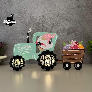 Gnome Truck Osterlaterne SVG für Cricut, DIY Osterdeko, Erstellen Sie eine romantische Schattenbox für Ihren besonderen Tag