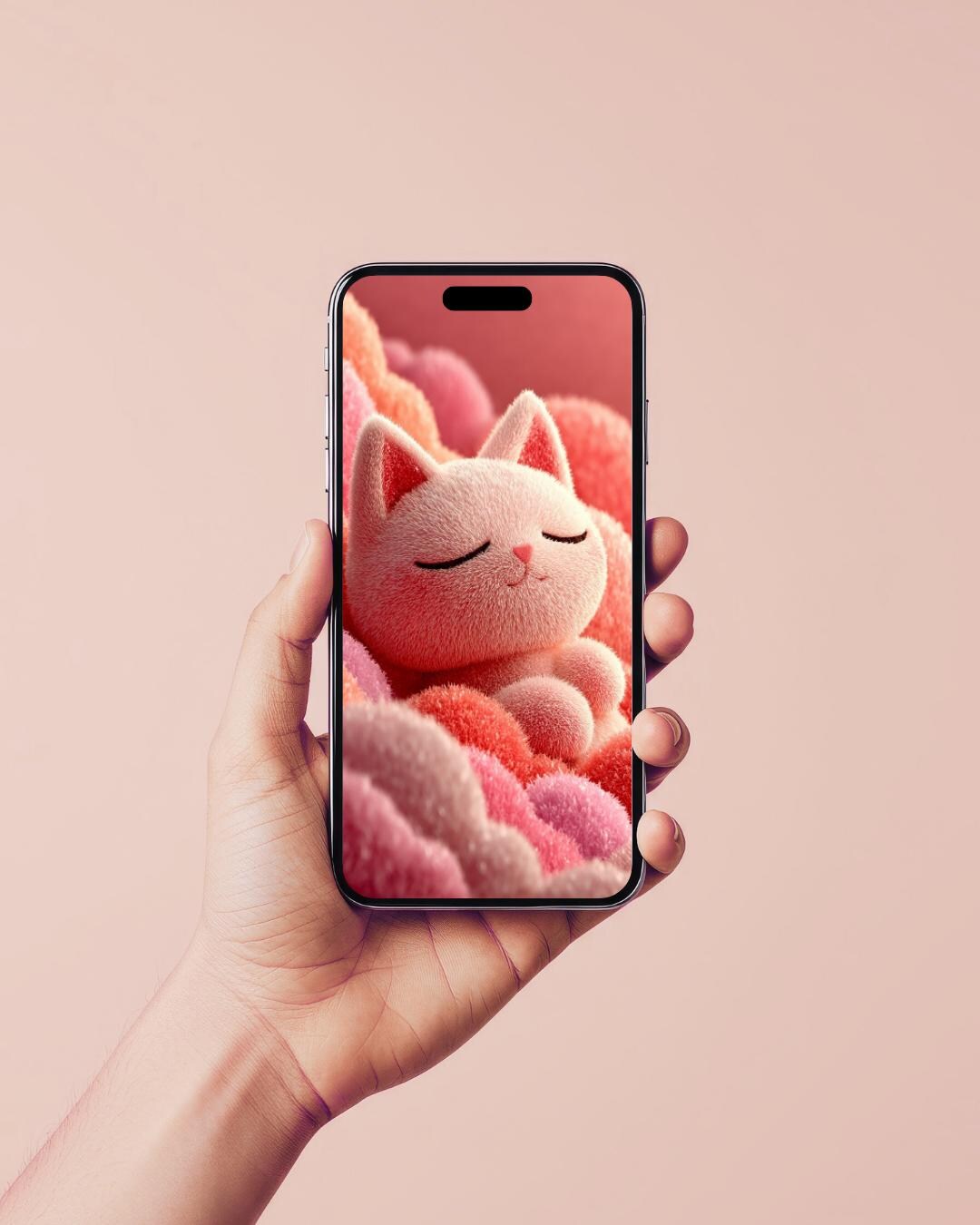 Kawaii Pink Cat Wallpaper| Cute Aesthetic Phone Background | Digital ...
