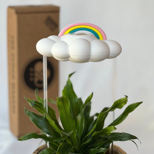 Original Dripping Rain Cloud for plants with Pastel Rainbow Charm