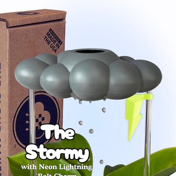 Nube de lluvia tormentosa para plantas con dije de rayo de neón