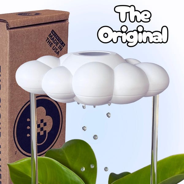 Regadera con forma de nube de lluvia: un accesorio único para regar plantas de interior.