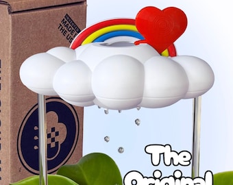 Original tropfende Regenwolke für Pflanzen mit rotem Herz und Regenbogen Charms