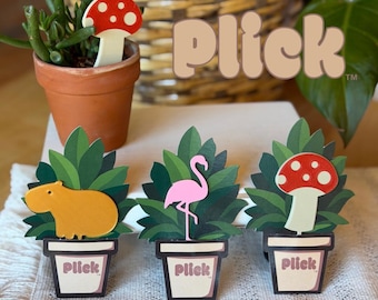 3er Set Plicks, 3D gedruckte Pflanzendekorationen Capybara, Pilz, Flamingo