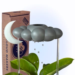 Stormy Dripping Rain Cloud for plants with Glow in the Dark Moon Charm