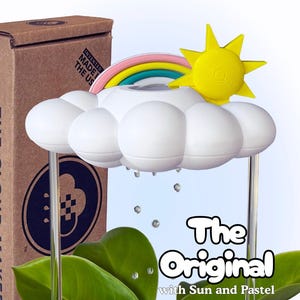 Original Dripping Rain Cloud for Plants with Sun and Pastel Rainbow Charms
