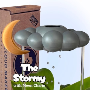 Stormy Dripping Rain Cloud for plants with Moon Charm
