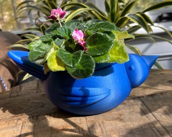 Self-Watering Bird planter, Blue PLA