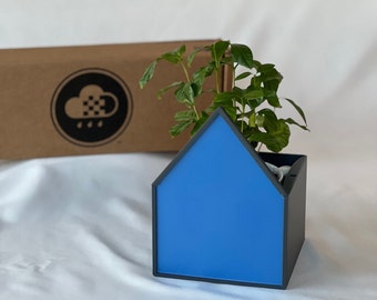 Blue House Planter for Rain Cloud