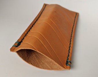 Handmade leather sunglasses case, glasses pouch - Hermann Oak veg tanned leather