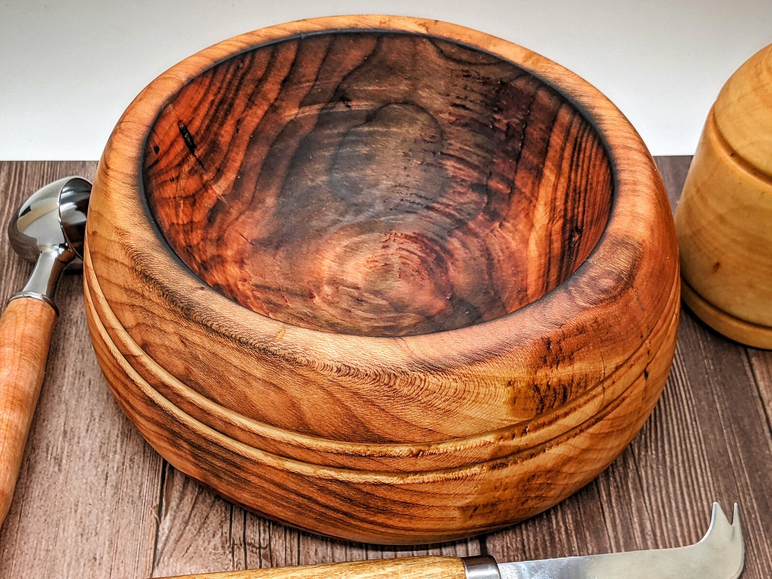 MASSIVE Rusticated Spalted Cherry Bowl With Live Edge Feature, Shou