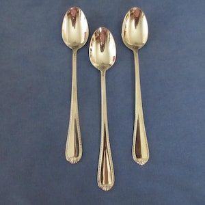 3 Tall Stainless Ice Tea/PARFAIT SPOONS from Reed & Barton in the WAKEFIELD Pattern with Outlined  Rope Handle Super Condition!