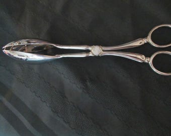 A Perfect for Your Next Party LG 10 1/2" VTG Verzilverd SCHAAR Salade SERVEERLEpels/Tang Gepolijst Goede gebruikte staat