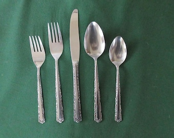 Vintage NS National Stainless Flatware Set: Rose & Leaf, 50 Pcs - Etsy