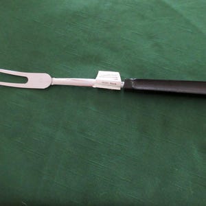 Upcycled Shiny Chrome Plated/Stainless Kitchen COOKING Utensils FORK with Blk Plastic Handle marked EKCO Mint-With-Tag Condition!