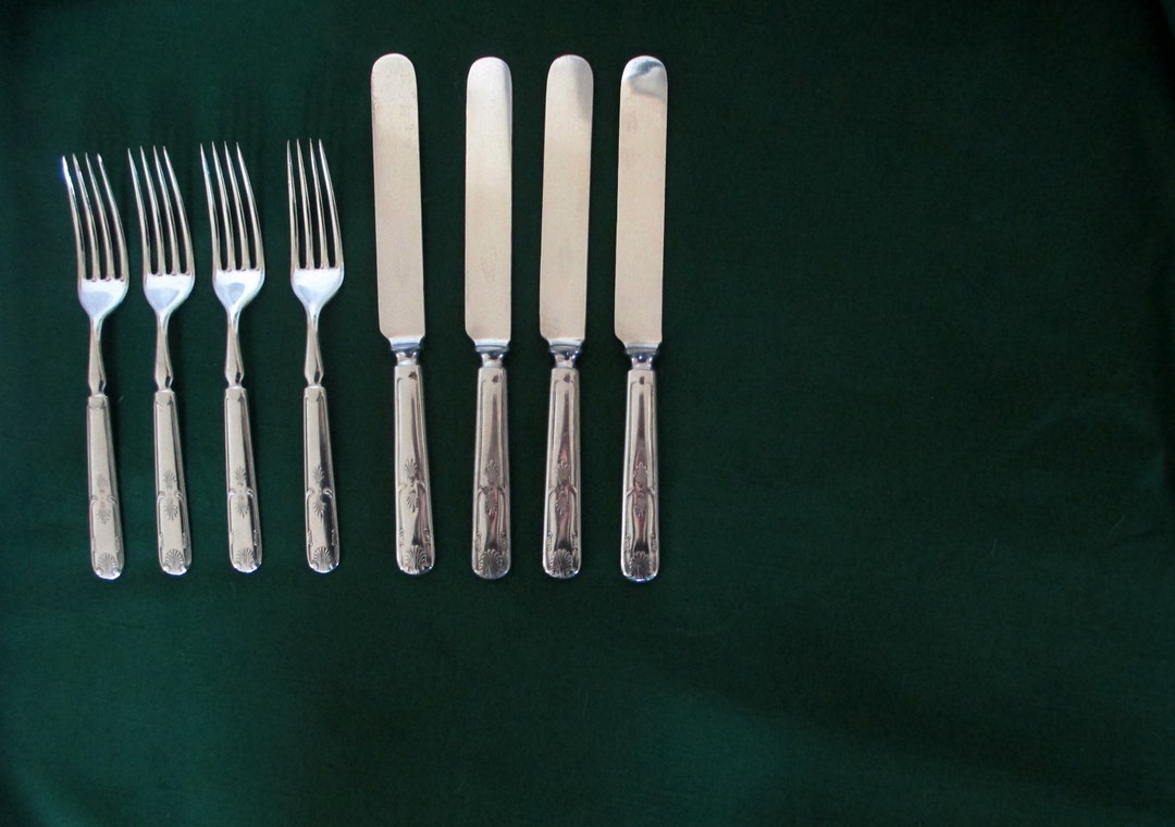 1890s Silverplate Flatware 4 FORKS 4 KNIVES 1847 Rogers International