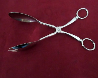 Perfect voor je volgende feestje Nette LG 10 1/2" ongemarkeerd verzilverd ? SCHAAR Salade SERVEERLEpels TONGS gepolijst, zoals het is!