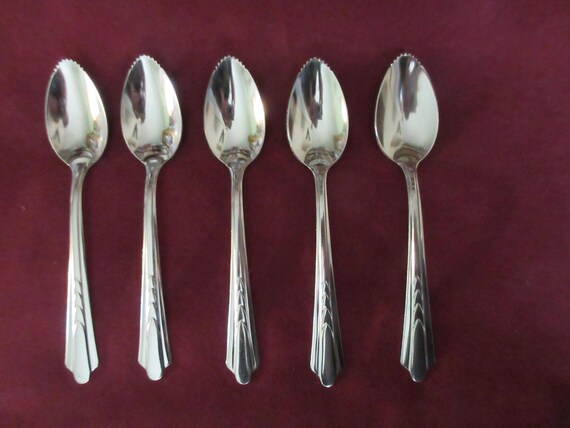 5 Stainless Fruit/orange SPOONS From EKCO Eterna in EKS7 Pattern