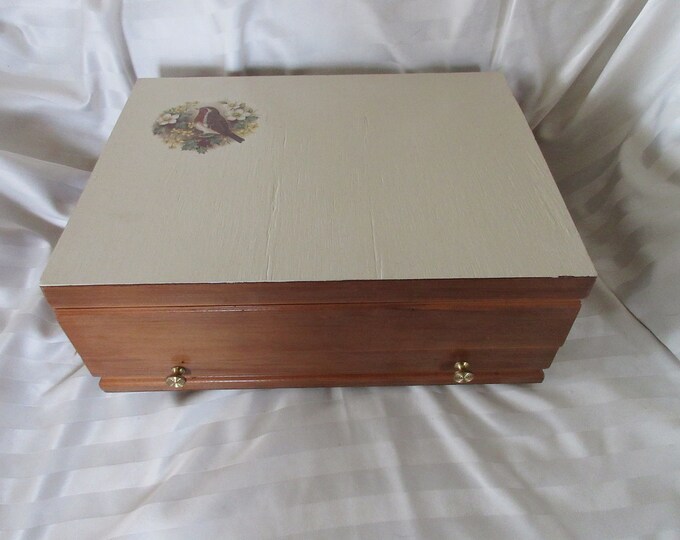 Silverware Storage Box CHEST W/brass Accents Drawer Cream Etsy