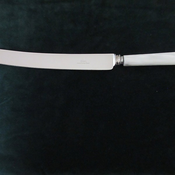 Awesome 12 1/2" WEDDING Cake/Pie KNIFE from Raimond Stainless Blade w/White Pearlized LUCITE Handle Super Condition with Blade like a Mirror