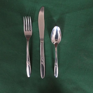 18 Pcs Service/5+ Stainless Flatware from Superior/International in VIBRANT Pattern Handles Have Line Design with a Branch Good Used Cond!