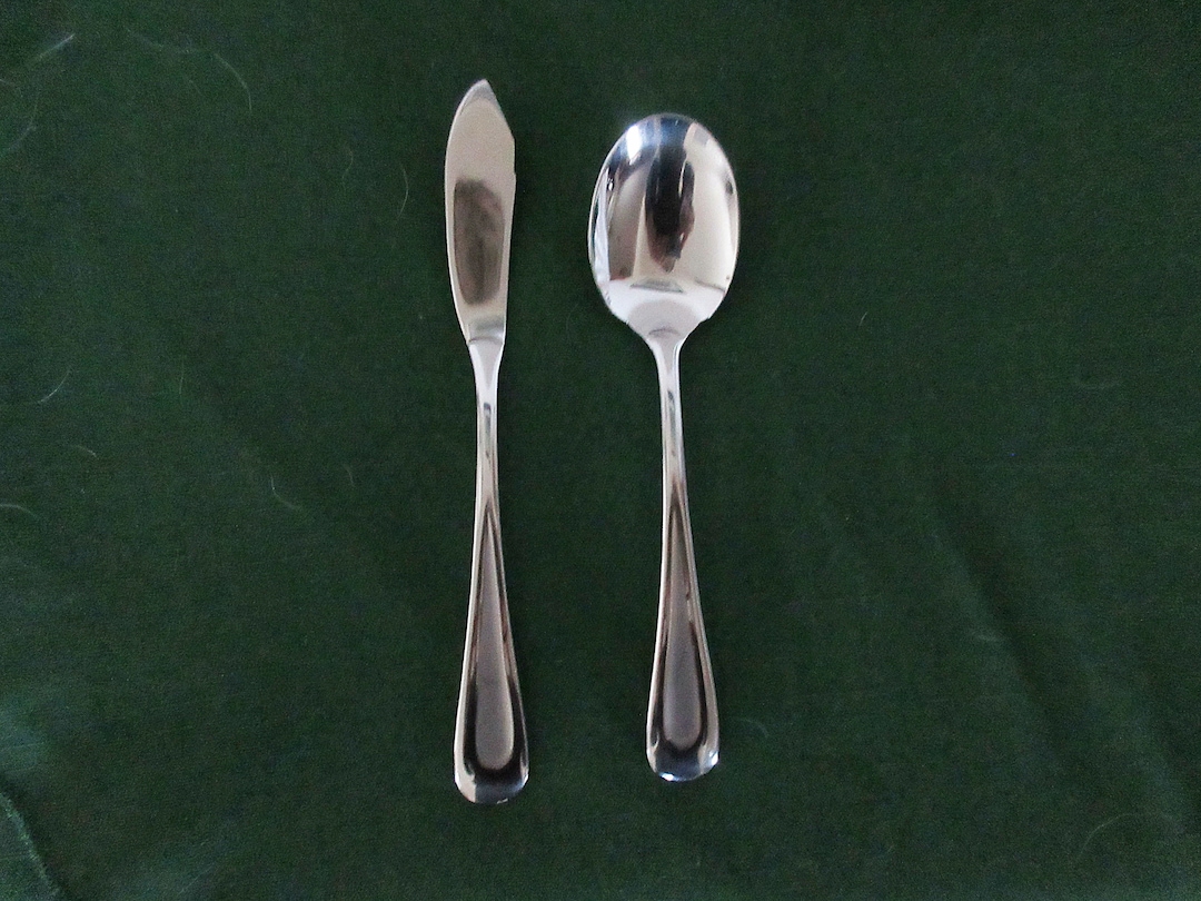Stainless Butter Spreader/knife & Sugar Spoon From ONEIDA in the Satin