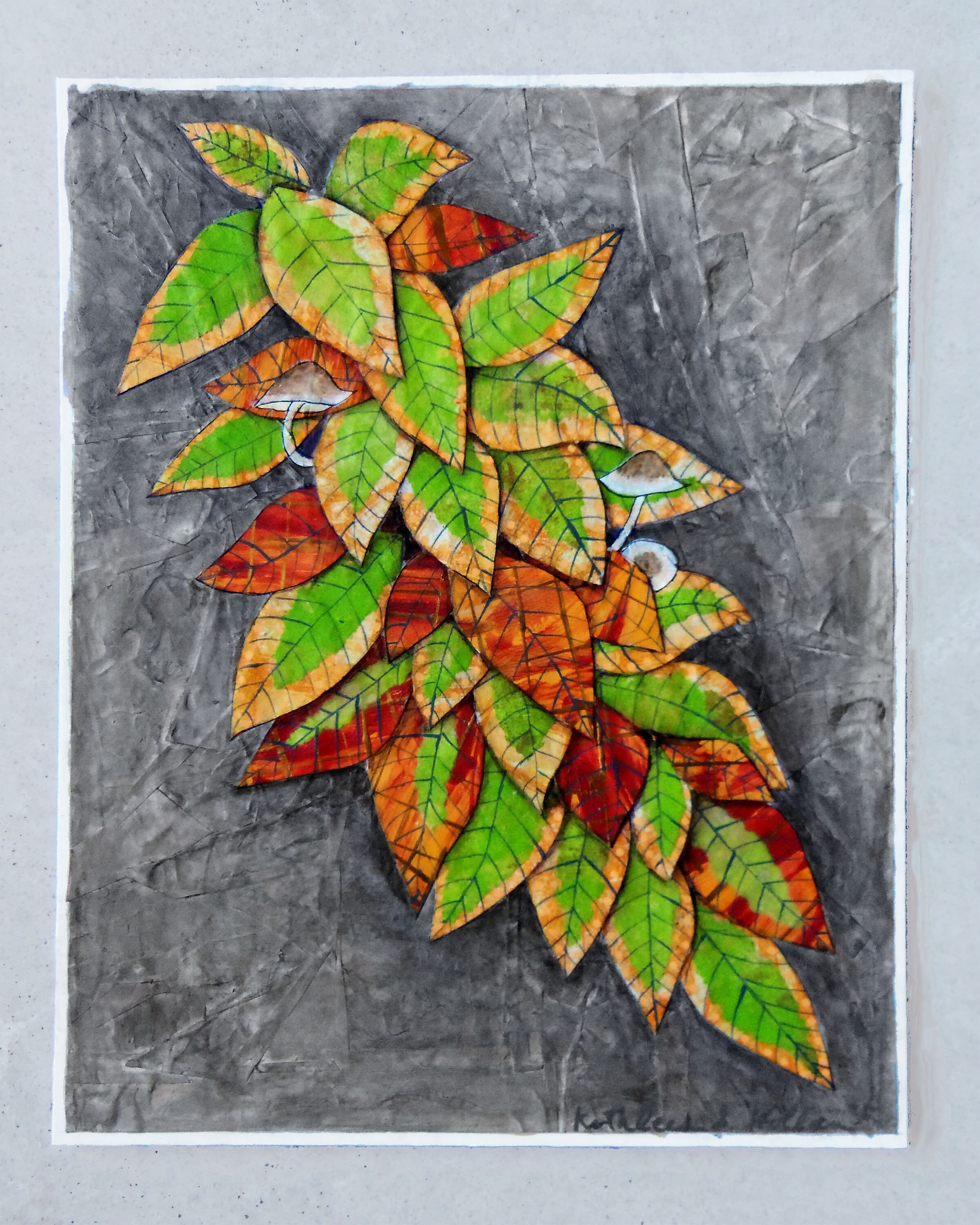 Collaged Paper Leaves Mixed Media Art Autumn Leaves Etsy