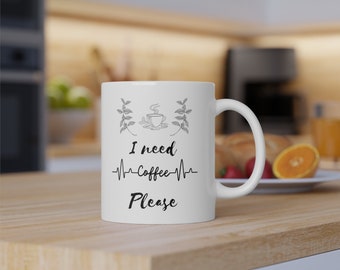 Ceramic Mug Coffee Cup, Breakast Mug, Hand-made, Original Design, 11oz