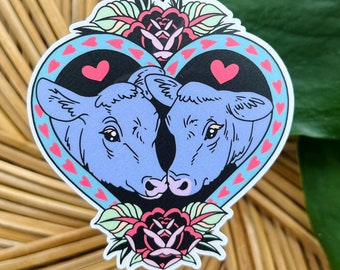 Cow Sticker: Western Cowgirl Heart - Water Bottle Decal