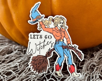 Let's Go Witches Sticker, Western Halloween, Cowgirl Witch