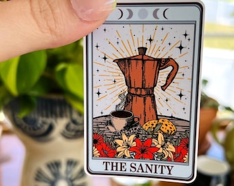 Tarot Card Sticker, Coffee Tarot Sticker, Occult Coffee Tarot, The Coffee Tarot, Coffee Lover