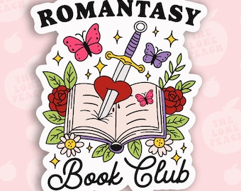 Romantasy Book Club Sticker, Fantasy Romance Reader Vinyl Decal, Bookish Girlie