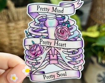 Pretty Heart Pretty Mind Pretty Soul Sticker, Goth Sticker, Pastel Goth