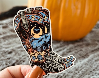 Halloween Spooky Sticker, Western Cowboy Boots Sticker