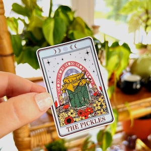 Pegatina de carta del tarot, pegatina de pepinillos, para amantes de los pepinillos, regalo para amantes de los pepinillos, regalos de pepinillos, pegatinas para botellas de agua, para amantes de la comida