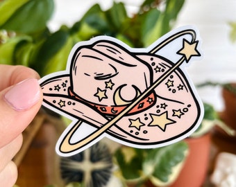 Cosmic Cowgirl Sticker: Space Western Hat, Nashville Bachelorette Party Favor
