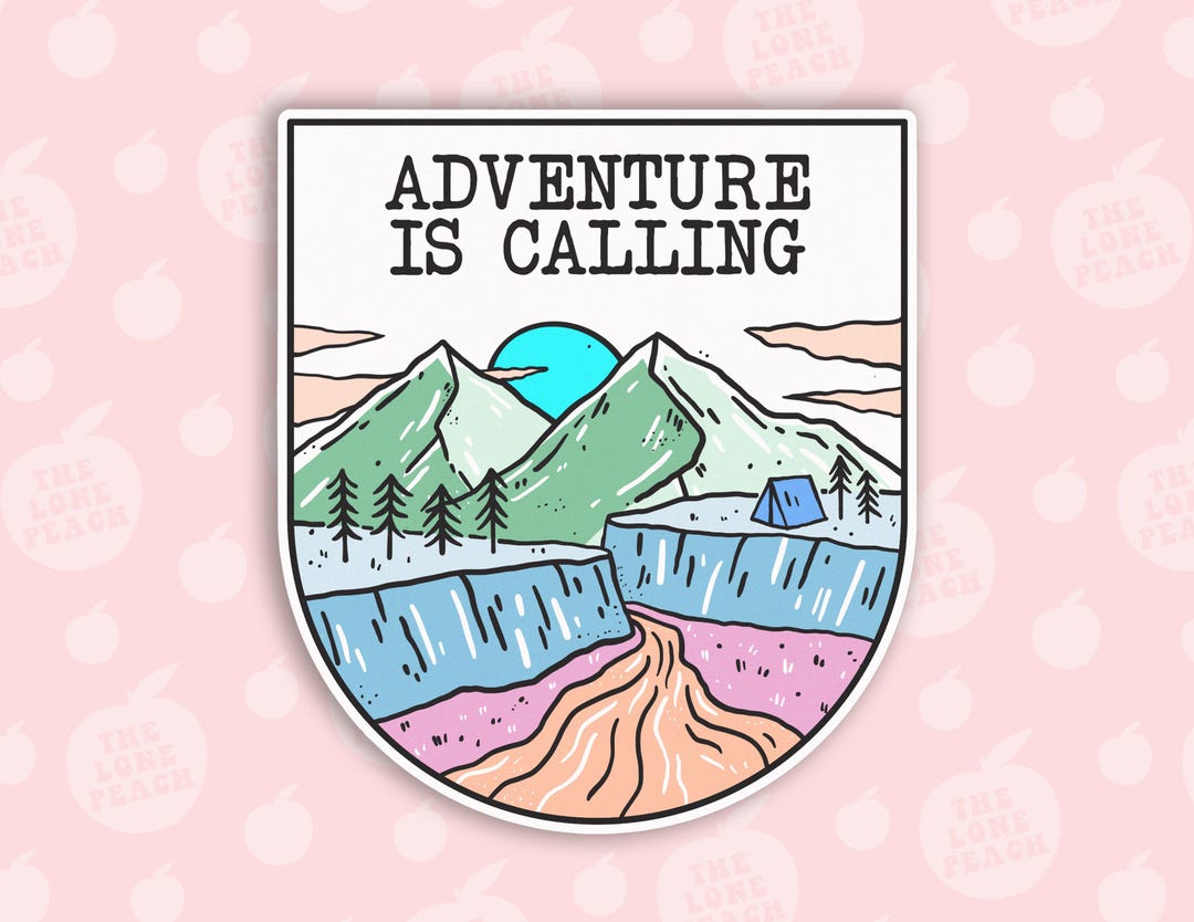 Adventure is Calling Sticker, Outdoor Mountain Vinyl Decal, Hiking ...