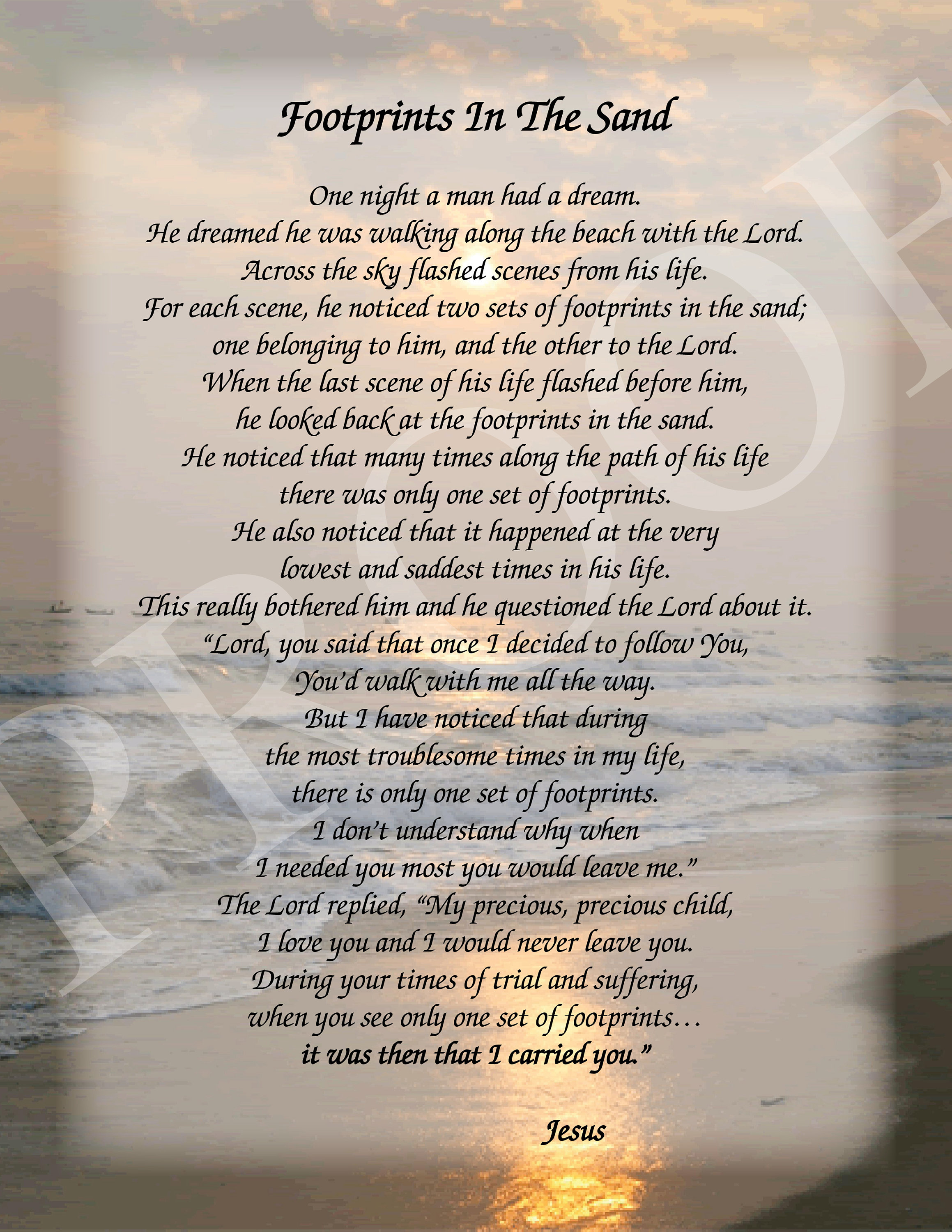 Footprints In The Sand Poem Printable Version