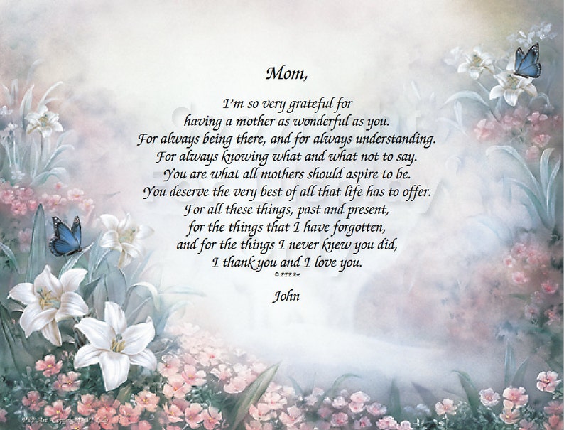 Poem for Mothers // Mother's Day Poem // Mothers Gift Idea - Etsy