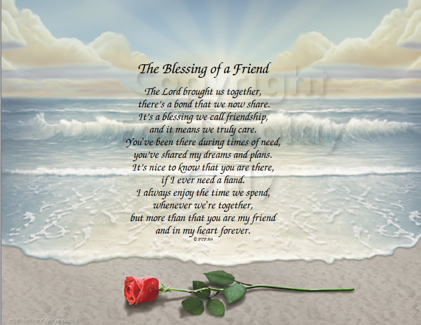 Friendship Poem Personalized Print Printed Ready to Frame Wall Plaque