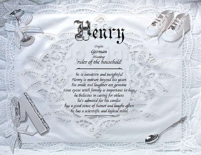 Baby Name Meaning and Character Traits Nursery Print Baby Christening ...