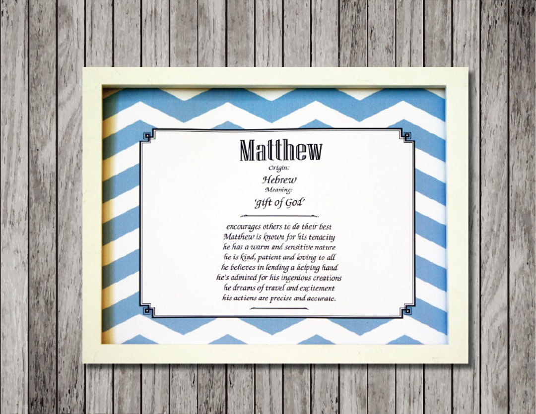 Baby Name Meaning Nursery Print With Character Traits Ready to Frame ...