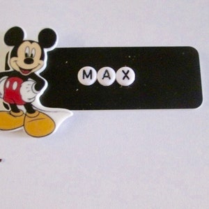 Name Tag ID Badge Custom Pin or Magnet Backing with Mickey Charm Personalized ,Office,Medical,Pediatric,Nicu,,Teacher