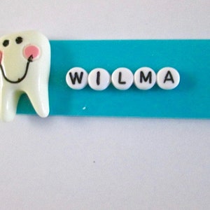 Name Tag ID Badge Custom Magnet or Pin Backing with Tooth Charm Personalize,Dental,Dentist,Office,Orthodontist,Teeth