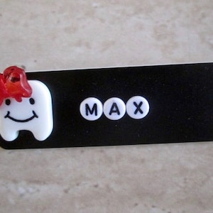 Name Tag ID Badge Custom Pin or Magnet Backing with Tooth Charm Personalized ,Medical,Office,Dental,Dentist,Hygienist Oral Surgeon